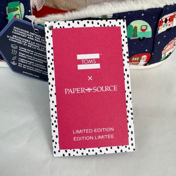 Toms Alpargata Paper Source Holiday Camper Christmas Ortholite Blue Shoes 7.5 - Picture 3 of 15